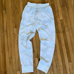 P.O.L. Women's Light Blue White Tie Dye Cotton Jogger Lace SweatPants | Small
